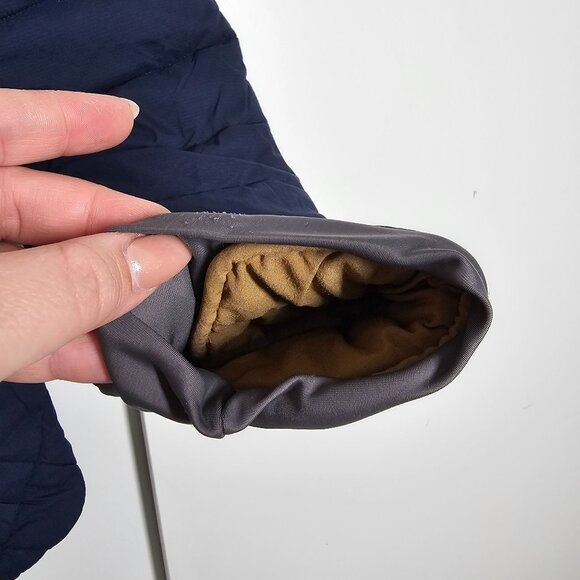 Flylow Quilted Insulated Jacket Men's XL Navy Tan Fill Zip Pockets Colorblock - Picture 11 of 16